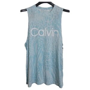 Calvin Klein Blue Leopard Zebra Animal Print Soft Modal Cotton Tank Top S